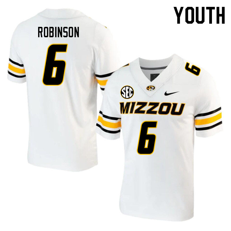 Youth #6 Darius Robinson Missouri Tigers College 2023 Football Stitched Jerseys Sale-White - Click Image to Close
